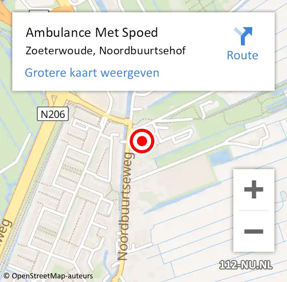 Locatie op kaart van de 112 melding: Ambulance Met Spoed Naar Zoeterwoude, Noordbuurtsehof op 20 mei 2024 13:18