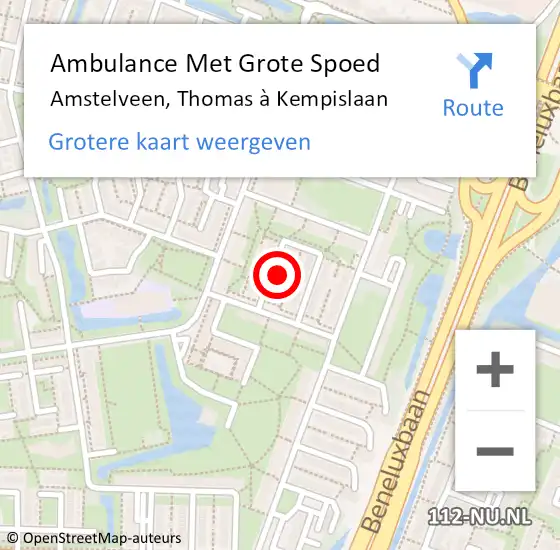 Locatie op kaart van de 112 melding: Ambulance Met Grote Spoed Naar Amstelveen, Thomas à Kempislaan op 20 mei 2024 13:20