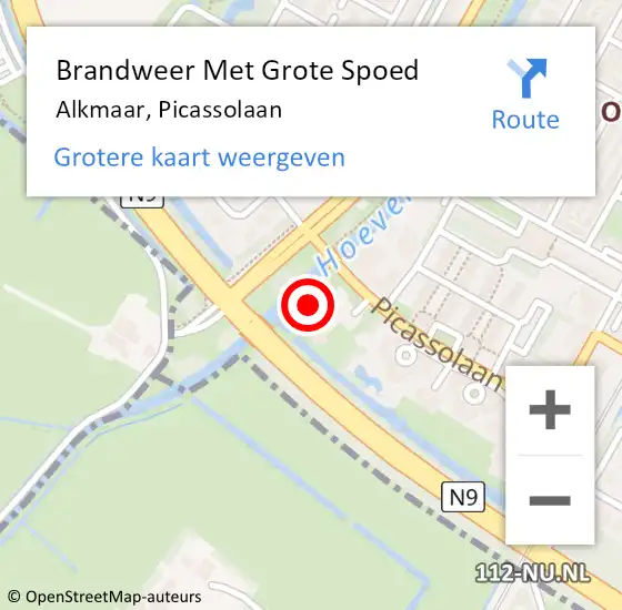 Locatie op kaart van de 112 melding: Brandweer Met Grote Spoed Naar Alkmaar, Picassolaan op 20 mei 2024 13:38