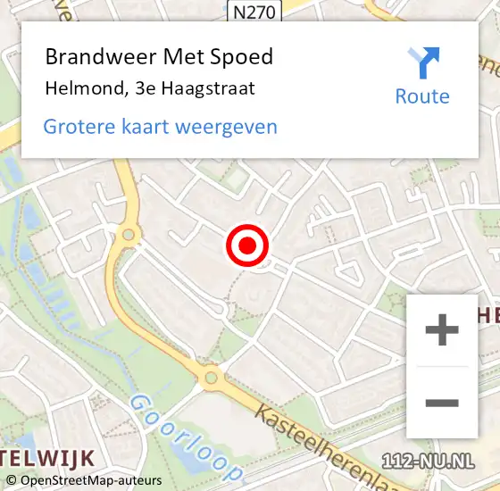 Locatie op kaart van de 112 melding: Brandweer Met Spoed Naar Helmond, 3e Haagstraat op 20 mei 2024 13:39