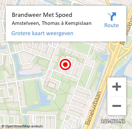 Locatie op kaart van de 112 melding: Brandweer Met Spoed Naar Amstelveen, Thomas à Kempislaan op 20 mei 2024 13:45