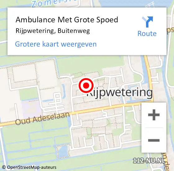 Locatie op kaart van de 112 melding: Ambulance Met Grote Spoed Naar Rijpwetering, Buitenweg op 20 mei 2024 13:46