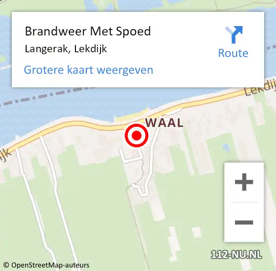 Locatie op kaart van de 112 melding: Brandweer Met Spoed Naar Langerak, Lekdijk op 20 mei 2024 13:51
