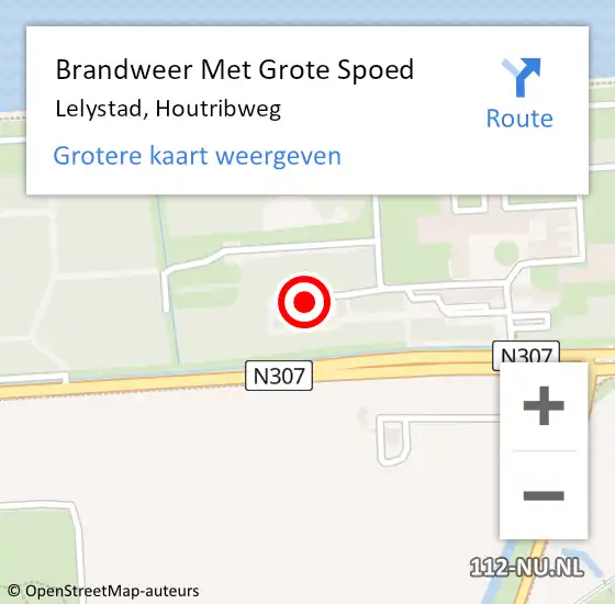 Locatie op kaart van de 112 melding: Brandweer Met Grote Spoed Naar Lelystad, Houtribweg op 20 mei 2024 13:54