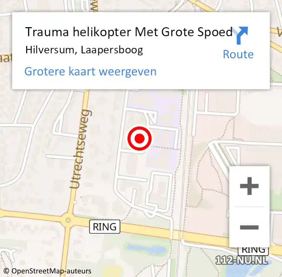 Locatie op kaart van de 112 melding: Trauma helikopter Met Grote Spoed Naar Hilversum, Laapersboog op 20 mei 2024 13:56
