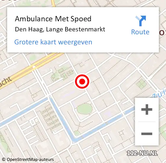 Locatie op kaart van de 112 melding: Ambulance Met Spoed Naar Den Haag, Lange Beestenmarkt op 20 mei 2024 14:00