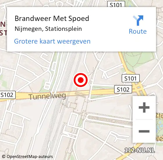 Locatie op kaart van de 112 melding: Brandweer Met Spoed Naar Nijmegen, Stationsplein op 20 mei 2024 14:02