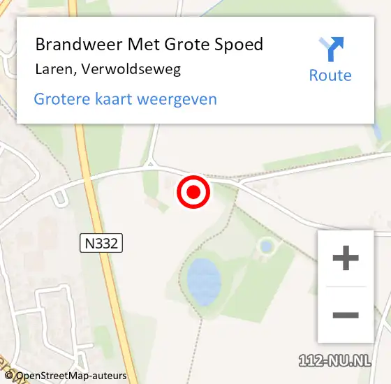 Locatie op kaart van de 112 melding: Brandweer Met Grote Spoed Naar Laren, Verwoldseweg op 20 mei 2024 14:02