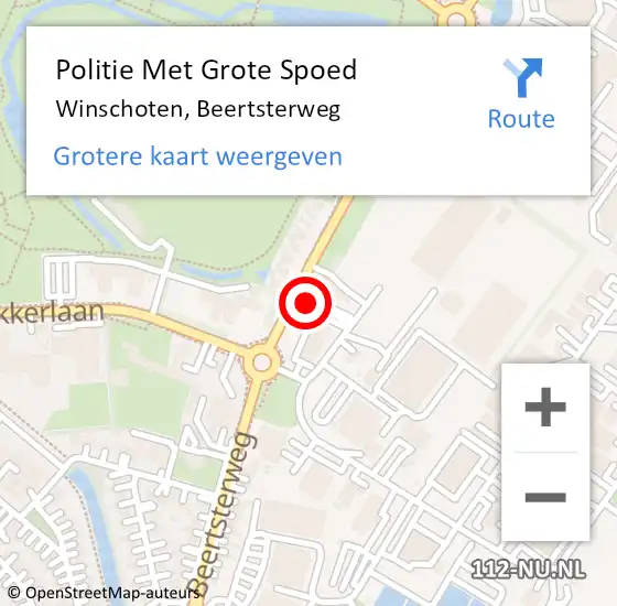 Locatie op kaart van de 112 melding: Politie Met Grote Spoed Naar Winschoten, Beertsterweg op 20 mei 2024 14:06
