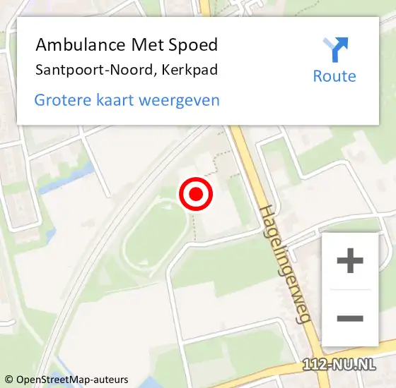 Locatie op kaart van de 112 melding: Ambulance Met Spoed Naar Santpoort-Noord, Kerkpad op 20 mei 2024 14:29