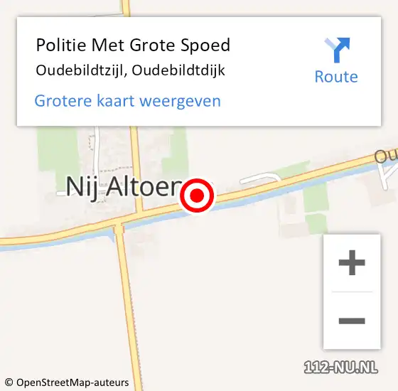 Locatie op kaart van de 112 melding: Politie Met Grote Spoed Naar Oudebildtzijl, Oudebildtdijk op 20 mei 2024 14:33