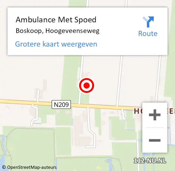 Locatie op kaart van de 112 melding: Ambulance Met Spoed Naar Boskoop, Hoogeveenseweg op 20 mei 2024 14:34