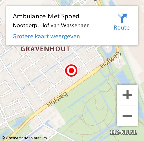 Locatie op kaart van de 112 melding: Ambulance Met Spoed Naar Nootdorp, Hof van Wassenaer op 20 mei 2024 14:34