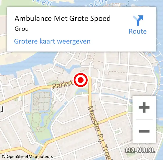 Locatie op kaart van de 112 melding: Ambulance Met Grote Spoed Naar Grou op 16 oktober 2013 19:08