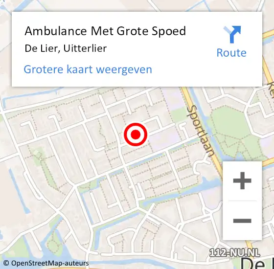 Locatie op kaart van de 112 melding: Ambulance Met Grote Spoed Naar De Lier, Uitterlier op 20 mei 2024 14:37