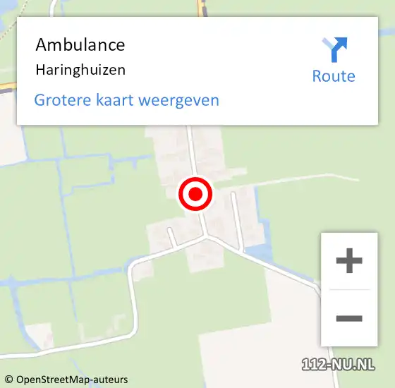Locatie op kaart van de 112 melding: Ambulance Haringhuizen op 20 mei 2024 14:40