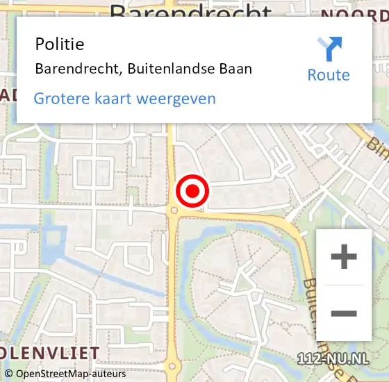 Locatie op kaart van de 112 melding: Politie Barendrecht, Buitenlandse Baan op 20 mei 2024 15:04