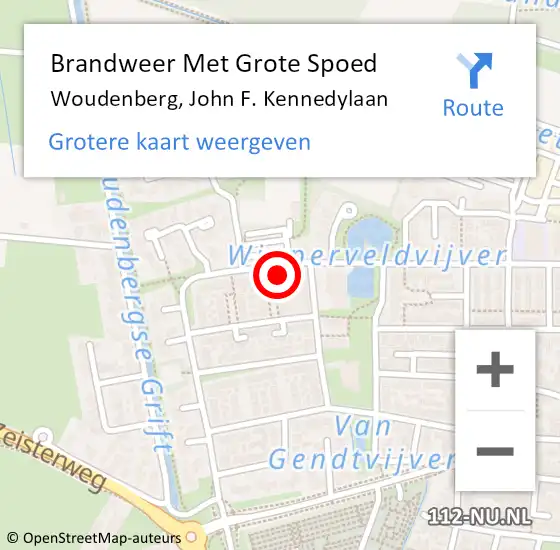 Locatie op kaart van de 112 melding: Brandweer Met Grote Spoed Naar Woudenberg, John F. Kennedylaan op 20 mei 2024 15:09