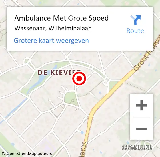 Locatie op kaart van de 112 melding: Ambulance Met Grote Spoed Naar Wassenaar, Wilhelminalaan op 20 mei 2024 15:24