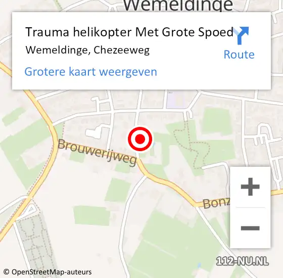 Locatie op kaart van de 112 melding: Trauma helikopter Met Grote Spoed Naar Wemeldinge, Chezeeweg op 20 mei 2024 15:25