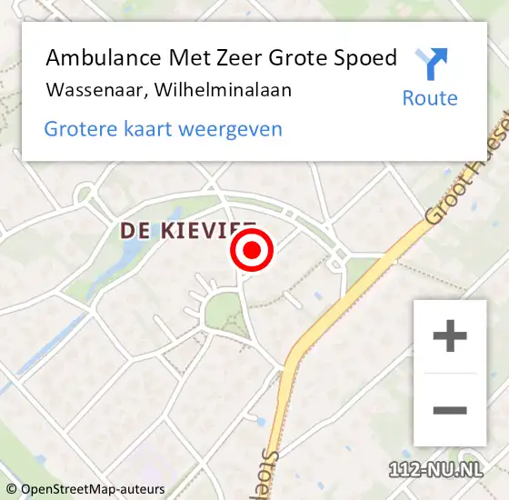 Locatie op kaart van de 112 melding: Ambulance Met Zeer Grote Spoed Naar Wassenaar, Wilhelminalaan op 20 mei 2024 15:28