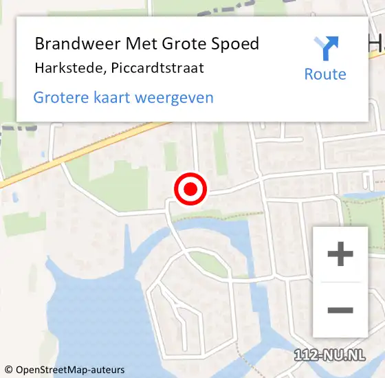 Locatie op kaart van de 112 melding: Brandweer Met Grote Spoed Naar Harkstede, Piccardtstraat op 20 mei 2024 15:44