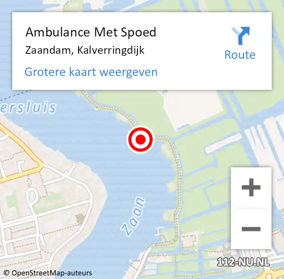 Locatie op kaart van de 112 melding: Ambulance Met Spoed Naar Zaandam, Kalverringdijk op 20 mei 2024 16:03