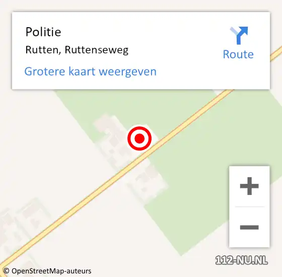 Locatie op kaart van de 112 melding: Politie Rutten, Ruttenseweg op 20 mei 2024 16:04