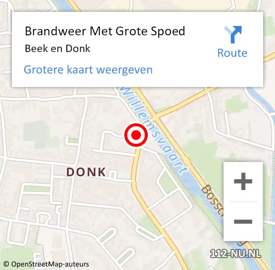 Locatie op kaart van de 112 melding: Brandweer Met Grote Spoed Naar Beek en Donk op 20 mei 2024 16:08