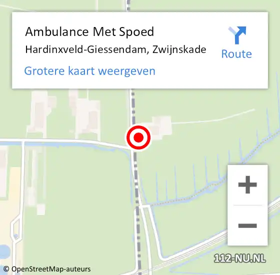 Locatie op kaart van de 112 melding: Ambulance Met Spoed Naar Hardinxveld-Giessendam, Zwijnskade op 20 mei 2024 16:20