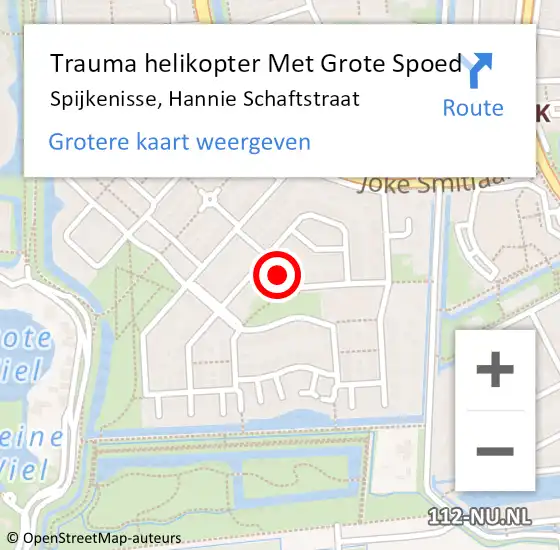 Locatie op kaart van de 112 melding: Trauma helikopter Met Grote Spoed Naar Spijkenisse, Hannie Schaftstraat op 20 mei 2024 16:27