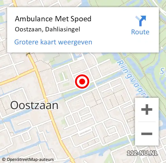 Locatie op kaart van de 112 melding: Ambulance Met Spoed Naar Oostzaan, Dahliasingel op 20 mei 2024 16:39