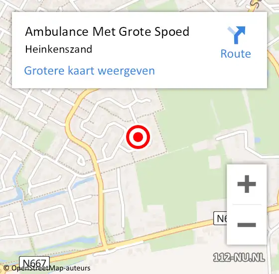 Locatie op kaart van de 112 melding: Ambulance Met Grote Spoed Naar Heinkenszand op 20 mei 2024 16:44