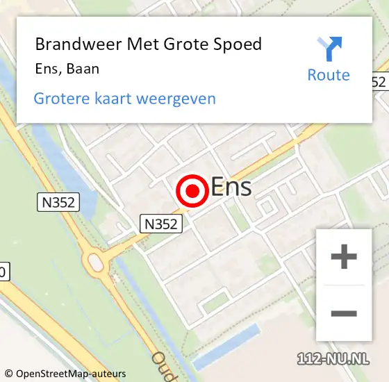 Locatie op kaart van de 112 melding: Brandweer Met Grote Spoed Naar Ens, Baan op 20 mei 2024 16:46