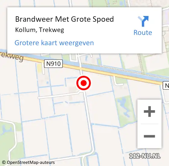 Locatie op kaart van de 112 melding: Brandweer Met Grote Spoed Naar Kollum, Trekweg op 20 mei 2024 16:50