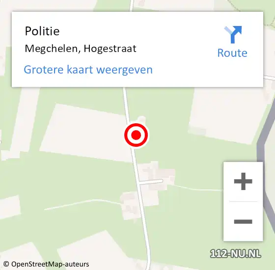 Locatie op kaart van de 112 melding: Politie Megchelen, Hogestraat op 20 mei 2024 16:54