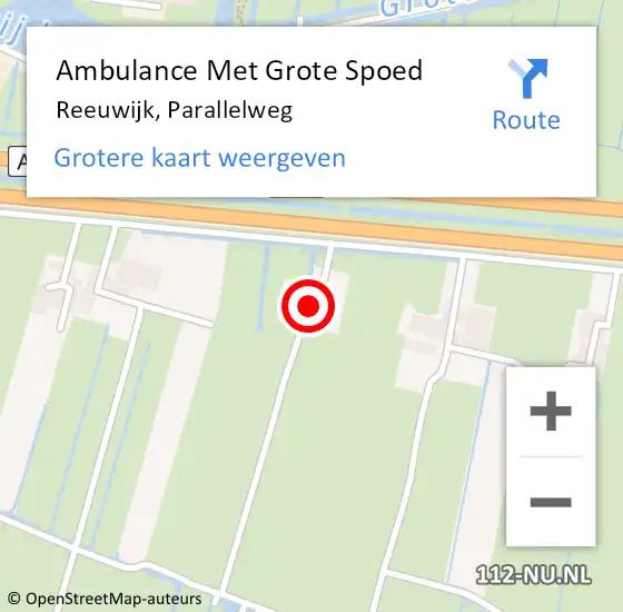 Locatie op kaart van de 112 melding: Ambulance Met Grote Spoed Naar Reeuwijk, Parallelweg op 20 mei 2024 16:56