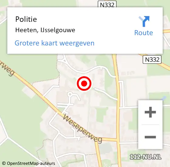 Locatie op kaart van de 112 melding: Politie Heeten, IJsselgouwe op 20 mei 2024 17:00