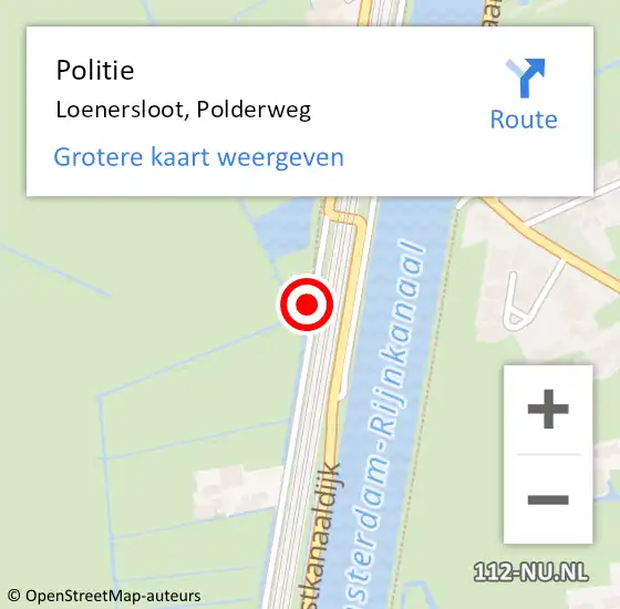 Locatie op kaart van de 112 melding: Politie Loenersloot, Polderweg op 20 mei 2024 17:00