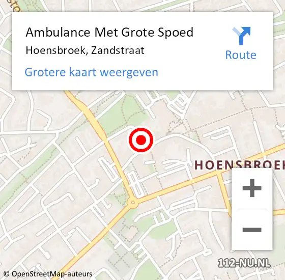 Locatie op kaart van de 112 melding: Ambulance Met Grote Spoed Naar Hoensbroek, Zandstraat op 6 oktober 2014 15:44