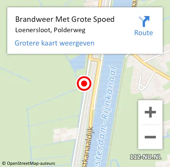 Locatie op kaart van de 112 melding: Brandweer Met Grote Spoed Naar Loenersloot, Polderweg op 20 mei 2024 17:13