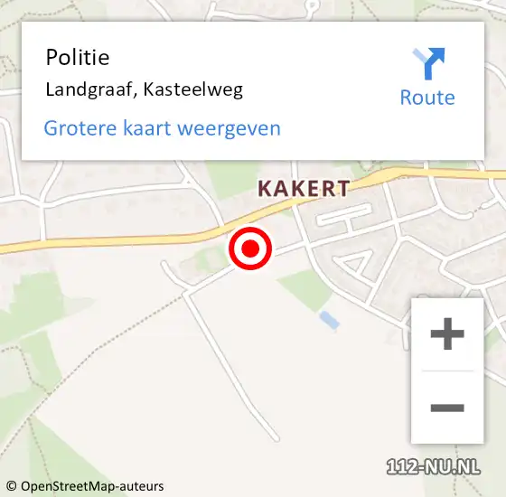 Locatie op kaart van de 112 melding: Politie Landgraaf, Kasteelweg op 20 mei 2024 17:17