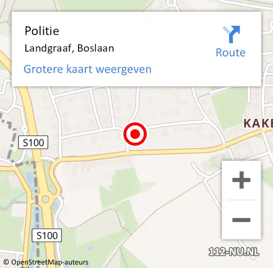 Locatie op kaart van de 112 melding: Politie Landgraaf, Boslaan op 20 mei 2024 17:17