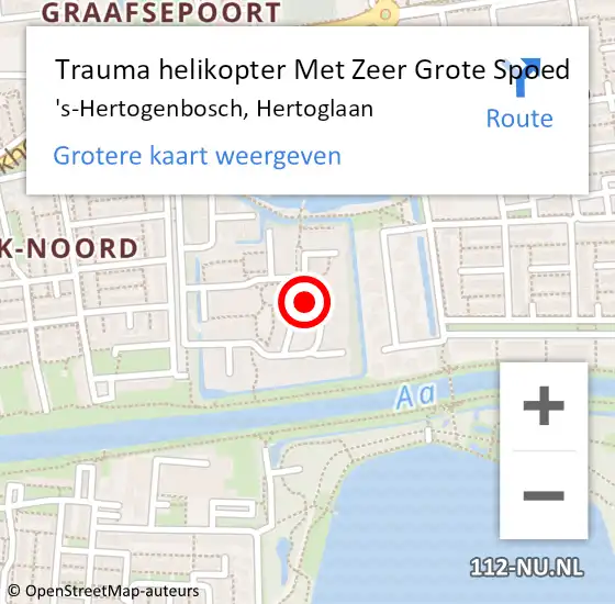 Locatie op kaart van de 112 melding: Trauma helikopter Met Zeer Grote Spoed Naar 's-Hertogenbosch, Hertoglaan op 20 mei 2024 17:17