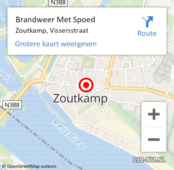 Locatie op kaart van de 112 melding: Brandweer Met Spoed Naar Zoutkamp, Vissersstraat op 20 mei 2024 17:25