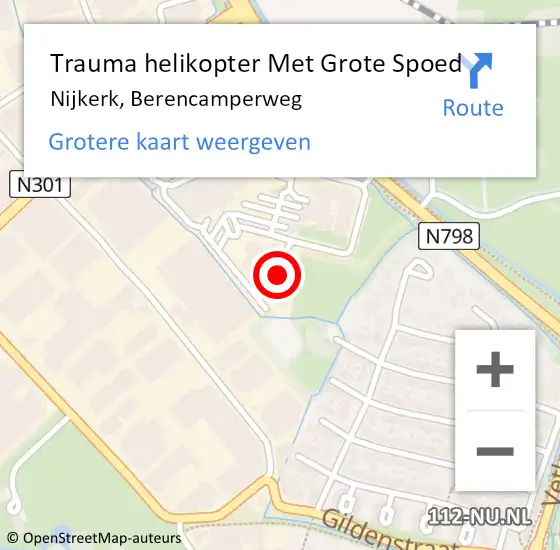 Locatie op kaart van de 112 melding: Trauma helikopter Met Grote Spoed Naar Nijkerk, Berencamperweg op 20 mei 2024 17:28