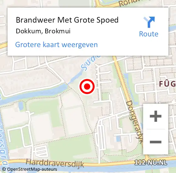 Locatie op kaart van de 112 melding: Brandweer Met Grote Spoed Naar Dokkum, Brokmui op 20 mei 2024 17:32