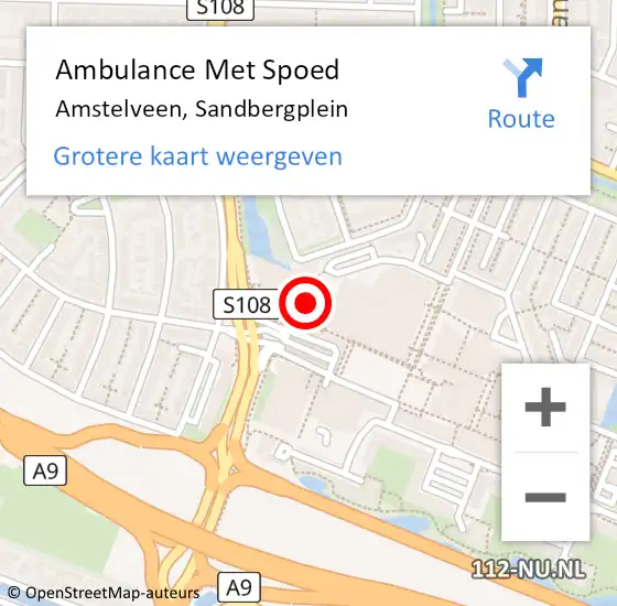 Locatie op kaart van de 112 melding: Ambulance Met Spoed Naar Amstelveen, Sandbergplein op 20 mei 2024 17:36