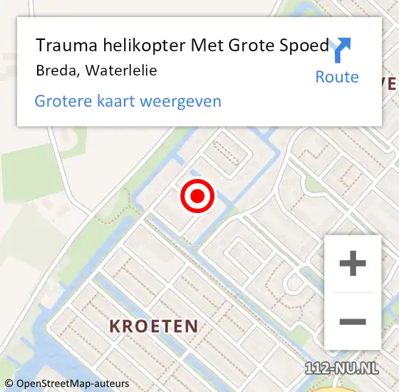 Locatie op kaart van de 112 melding: Trauma helikopter Met Grote Spoed Naar Breda, Waterlelie op 20 mei 2024 17:39
