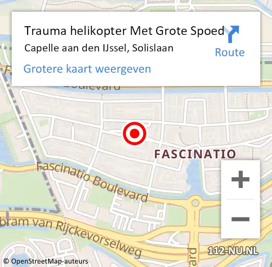 Locatie op kaart van de 112 melding: Trauma helikopter Met Grote Spoed Naar Capelle aan den IJssel, Solislaan op 20 mei 2024 17:44